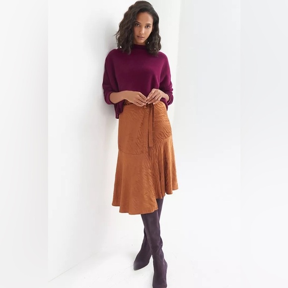 Anthropologie || Maeve Tamra Jacquard Midi Skirt Faux Wrap Tiger Zebra Stripe 0 - Picture 1 of 9